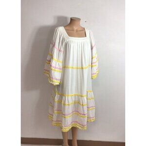 Lisa Marie Fernandez White Tiered Eyelet Linen Dress Womens Small